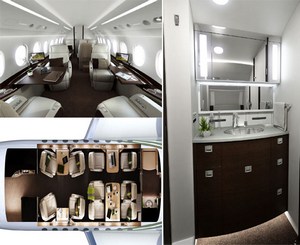 Компания DesignworksUSA представила дизайн салона Falcon 2000S 