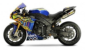 Мотоцикл Yamaha YZF-R1 раскрасили в стиле шлема Валентино Росси