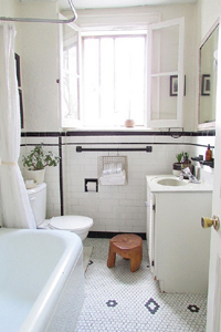 черно-белый интерьер ванной комнаты