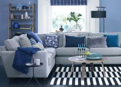 синий цвет при оформлении домашнего интерьера